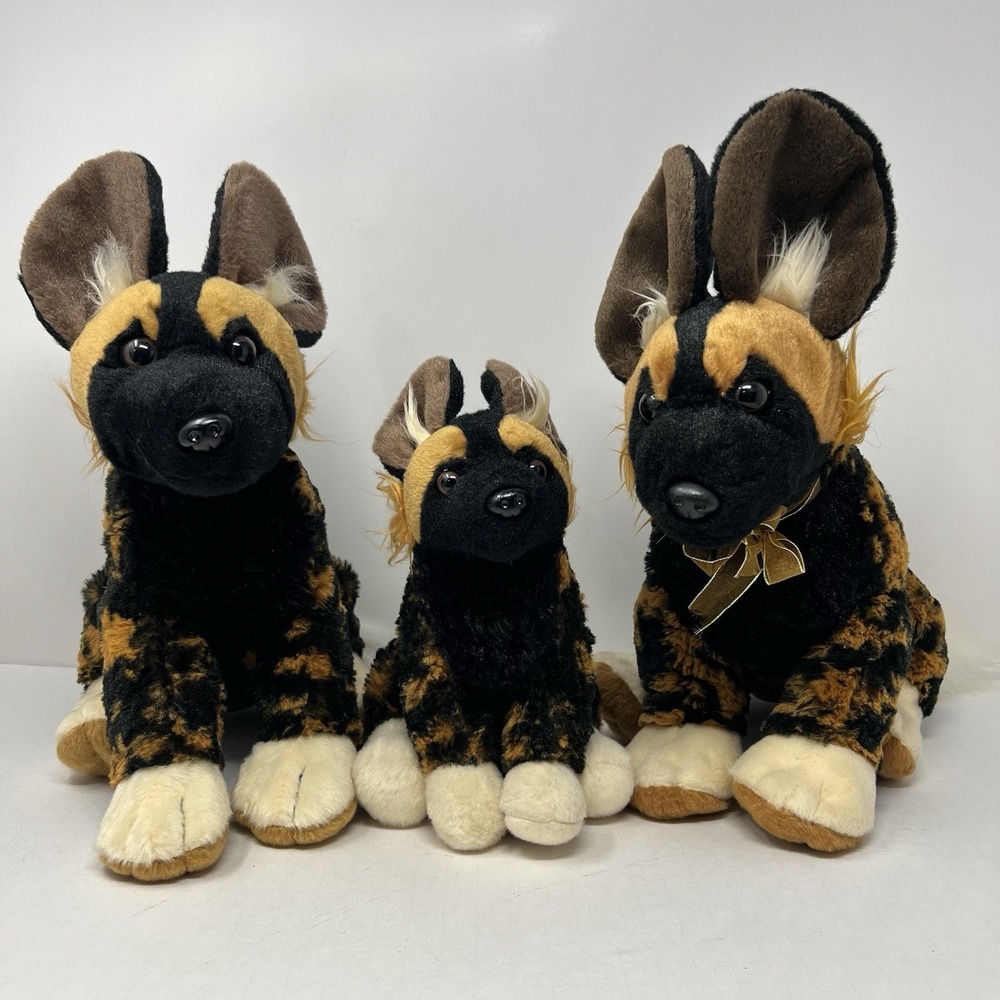 Wild Republic‎ Safari Wild Dog Family Plush Stuffed Animal Soft Toy set 8-12"